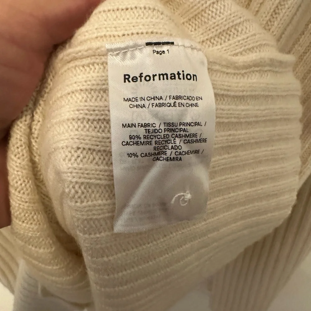 Reformation Fantino Cashmere Collard Cardigan-Cream - Picture 3 of 6